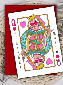 1pc Funny Birthday Cards, Queen Of Hearts Birthday Cards, Stylish Birthday Cards With Envelopes For Mom, Girlfriend, Sister, Daughter, Unusual Things, Cute Aesthetic Items - Multicolor - View 4