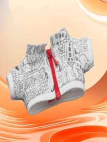 17cm 1st & 2nd Gen Macaron Doll Print Cartoon Hoodie & Overalls - Multicolor - View 4