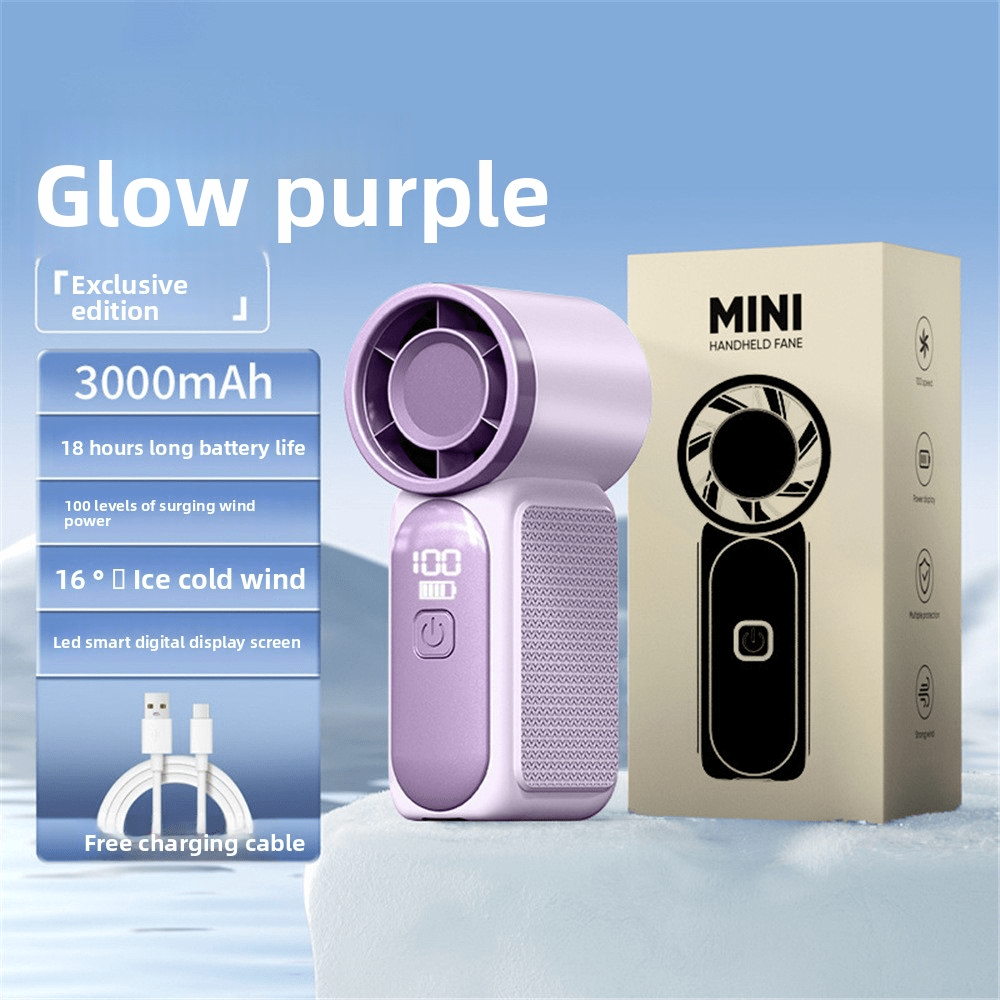 Mini ventilador portátil de mão, ventilador turbo pessoal de 3,5 polegadas, 16.900 RPM, vento forte de 6 velocidades, tela de LED, bateria recarregável USB, adequado para viagens e uso ao ar livre, presente ideal para mulheres apaixonadas por maquiagem