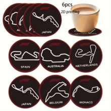 6pcs Racing Car Wooden Coaster Set - Home Decor - Unique Gift - Handcraft And DIY - Motorcycle Racing - Ideal For F1 Drivers And Car Enthusiasts, Suitable For Home And Christmas Birthday Party Decoration Gifts. Multiple Colors Available - Multicolor - View 7