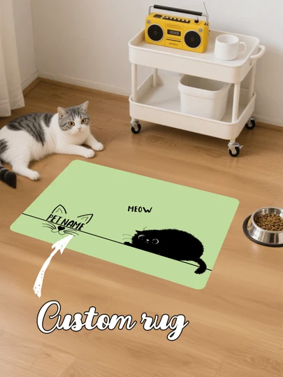 1 pièce Tapis de nourriture personnalisé pour chat, tapis de propreté personnalisé pour animal de compagnie, tapis de bol anti-dérapant et imperméable pour chat, cadeau pour nouvel arrivant félin, accessoire pratique pour chat, imprimable avec nom/photo, cadeau idéal pour lui, pour elle, pour la famille, anniversaire, rentrée des classes, Saint-Valentin, fête des mères, anniversaire, fête des enfants, fête des pères, remise des diplômes, mariage