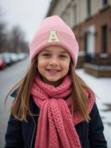 1顶A-Z 26字母印花针织帽，柔软保暖，适合秋冬季节，适合婴幼儿和少女日常佩戴，也可作为生日礼物。 - 粉色 - 查看 5