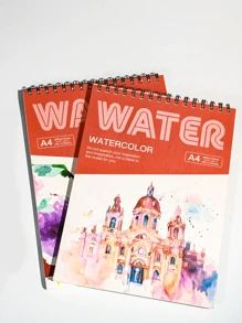 1 كتاب ألوان مائية سميك مربوط بحلقة علوية مقاس 11.6x8.27 بوصة/8.3x5.7 بوصة، 24 ورقة لكل كتاب (88 رطل/180 جم) مقاس A4/A5 ، كتب ألوان مائية سميكة خاصة بالطلاب المبتدئين، كتب رسم بالألوان المائية للرسم اليدوي، كتب رسم للطلاب، ورق رسم وكتابة فني، لوازم مدرسية، عودة إلى المدرسة