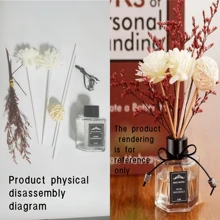 1 pezzo Set di aromaterapia senza fiamma da 50ml, decorazione di oli essenziali per aromaterapia, per rinfrescare l'aria e rimuovere gli odori, disponibile in profumi di limone, lavanda, rosa, gelsomino, Shangri La, giacinti, vero amore, incontro, osmanto, vaniglia, fragola, pesca e oceano. Il prodotto utilizza veri fiori essiccati di piante.