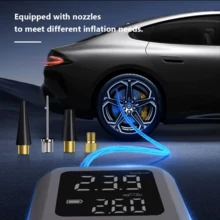 便携式轮胎充气机空气压缩机，带 LED 灯和压力表，150PSI，USB 充电，多用途，适用于汽车、摩托车、自行车、球类、电动自行车 - 绝缘材料，数字显示，便携式设计，便携式轮胎充气机 - 彩色 - 查看 12