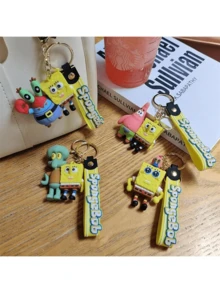 SpongeBob SquarePants SpongeBob Keychain - New Anime Character Keychain Cute Anime Character Couple Bag Pendant Car Keychain Small Accessory Gift Car Accessories For Women Keychain For Bag - Multicolor - View 3