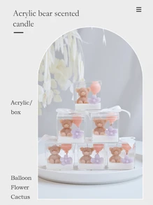 1 قطعة/3 قطع/5 قطع، شمعة على شكل دب صغير، شموع مغلفة بالأكريليك، شموع ديكور المنزل، زينة المنزل، شموع الزفاف، تذكارات حفلة الطفل، شموع معطرة على شكل دب وكاكتوس وبالونات، هدايا مثالية