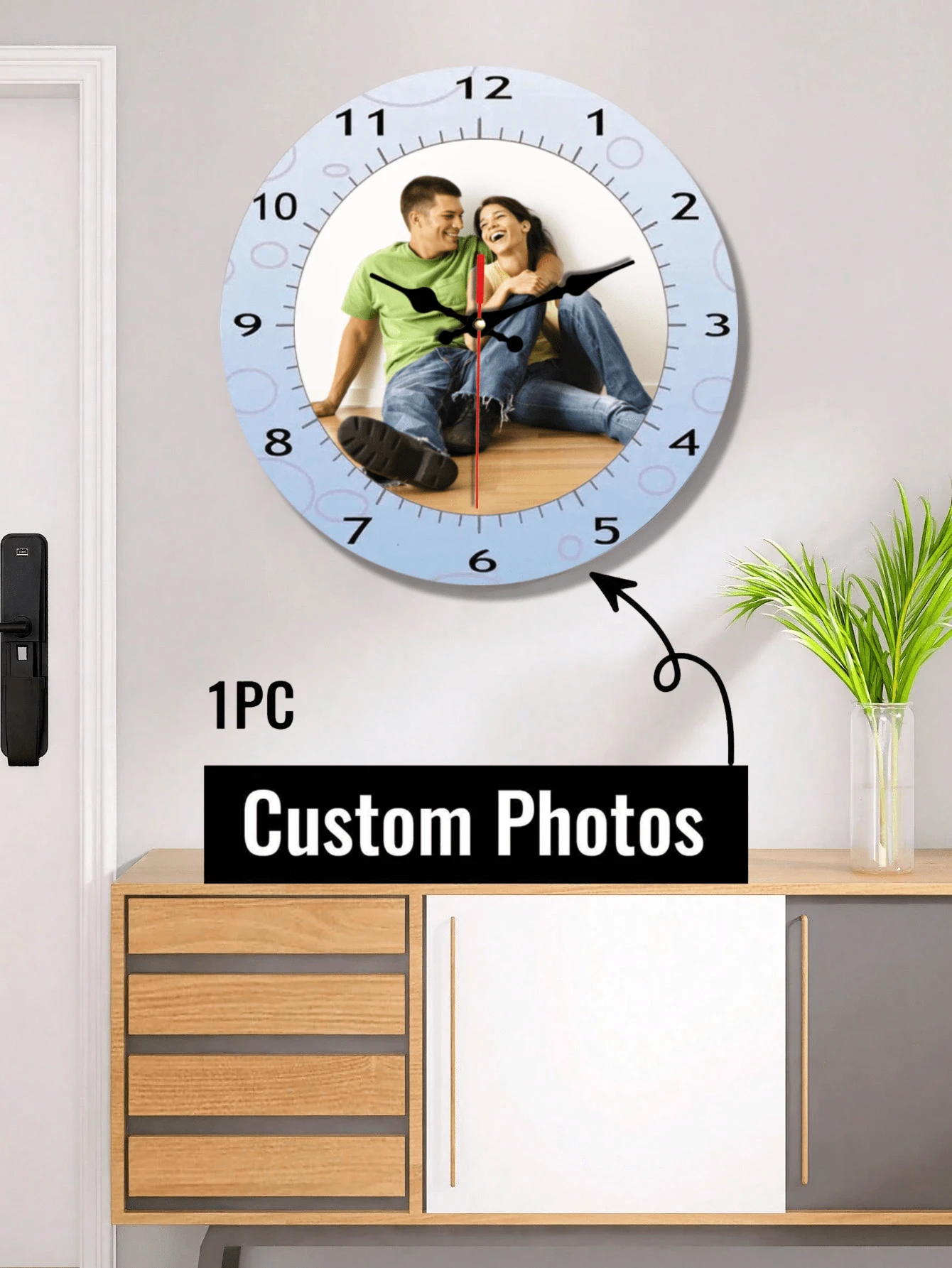 1 件个性化壁挂钟，定制您的照片时钟，送给家人、朋友、宠物、爱人礼物生日毕业 - 彩色 - 查看 1