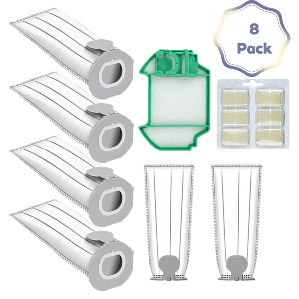 8 piezas Kit de accesorios para aspiradora compatible con Vorwerk Kobold VK7 FP7, que incluye bolsas de polvo, filtros, almohadillas perfumadas, bolsas de polvo desechables, ambientadores, adecuado para uso en el hogar y la sala de estar