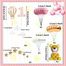 LaVenty 17 PCs Luxury Blue Bear Cake Decoration Teddy Bear Cake Decoration Birthday Cake Decoration Teddy Bear Birthday Party Supplies Teddy Bear Birthday Decoration - Multicolor - View 15