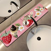 1pc/90pcs Strawberry And Floral Patterns Printed Faucet, Water-Absorbing Drying Mat, Retro Coffee Water-Absorbing Quick-Drying Mat, Rubber-Based Toilet And Kitchen Countertop Faucet Water-Absorbing Drying Mat, Suitable For Faucets Used In Offices, Commercial Farms And Homes, Decorative Store Kitchen Decorations - ZLTD-261 - View 10