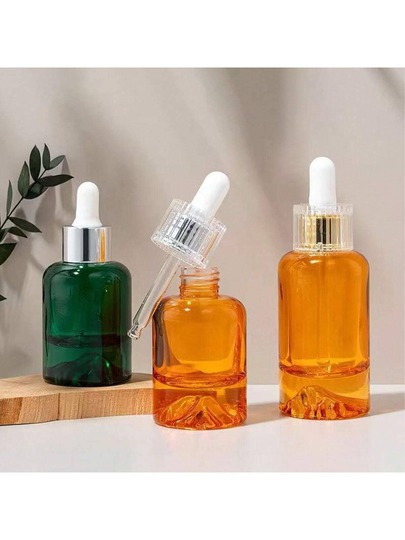 1 pieza Botella transparente de 30ml para rellenar aceites esenciales, botella con fondo de piedra volcánica, botella para rellenar esencias puras, botella con cuentagotas (el Body de la botella es transparente)