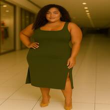 Vestido Flórida – Floresça com Charme e Elegância - Verde Militar - Visão 1