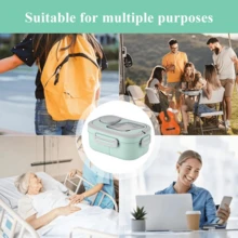 1200ML双层韩式带隔层午餐盒，可微波炉加热。这是一个带叉子和勺子的午餐盒，由PP材质制成（不含双酚A）。它适合学生和上班族随身携带，非常适合户外野餐、露营、旅行、上班、度假、毕业，也可以作为礼物送给朋友和亲戚返校季,早餐盒,燕麦