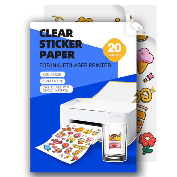 Clear Printable Vinyl Sticker Paper For Inkjet/Laser Printer, 10/20 Sheets Of A4 Size Decals And Labels Self-Adhesive Non-Waterproof Papers 100% Transparent Tear Resistance For DIY Wall Stickers Room Decor Wall Decor Wall Sticker Bedroom Decor Kitchen Decor Home Decor