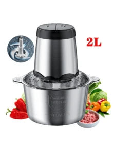 2L Electric Meat Grinder, Multi-Functional Food Processor, Complementary Food Machine, Household Small Stainless Steel Meat Grinder , Home Appliances Kitchen House Essentials Food Procesor Juicer Machine Quick Delivery - 查看 2