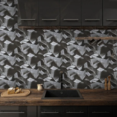 1 Roll Black & White Geometric Peel And Stick Wallpaper, Self-Adhesive Removable Wallpaper, 950*45cm/374*17.71inch, Suitable For Kitchen, Bedroom, Hallway