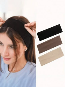 Soft Stretchy Headbands - Boho Yoga Hairbands For Skincare Makeup,Non-Slip Wide Elastic Headwear For Women, Gym, Washing Face,Solid Color Knitted Hair Accessories Essentials