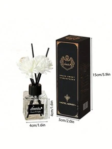 1.69 Oz Reed Diffuser Set - Rectangular Glass Bottle With Rattan Reeds And Sola Flowers, Suitable For Home, Indoor And Bathroom - Long-Lasting Air Freshener, No Electricity Required