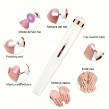 5-In-1 Portable Nail File, Electric Nail Drill With 5 Accessory Drill Bits, USB Charging With LED Light, Adjustable Speed, Suitable For Nail Art And Nail Care Tools, Nail Art And Foot Care Electric Nail File Set, Ideal For Birthday Gifts And Holiday Gifts - Multicolor - View 4