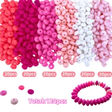 40/120/150 hạt silicon dẹt màu hồng, hạt silicon hình bàn tính 12mm, tự làm, dùng làm móc khóa, vòng tay, vòng cổ. - Nhiều màu - Xem 17