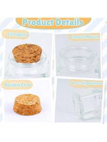 1/2/4/6/8/10 Stücke Mini Quadratische Glasflasche mit Kork - 50ml DIY Kunst Handwerk Aufbewahrungsbehälter, transparente Glasflasche als Gewürzflasche mit Kork, kleine Glasflasche mit Kork für Hochzeitsdekoration, kleine Glas-Kork-Gläser als Partygeschenke, Hochzeitspartygeschenke, Wunschflaschen, dekorative DIY Kunstflaschen, Handwerksflaschen und Küchen-Gewürzflaschen.