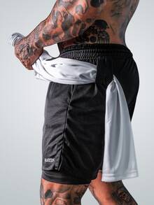 Shorts Compressão 2 em 1 Dry Fit Masculino com Bolso para Celular Porta Toalha e Cordão de Ajuste Academia Final de Ano