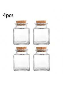1/2/4/6/8/10 Stücke Mini Quadratische Glasflasche mit Kork - 50ml DIY Kunst Handwerk Aufbewahrungsbehälter, transparente Glasflasche als Gewürzflasche mit Kork, kleine Glasflasche mit Kork für Hochzeitsdekoration, kleine Glas-Kork-Gläser als Partygeschenke, Hochzeitspartygeschenke, Wunschflaschen, dekorative DIY Kunstflaschen, Handwerksflaschen und Küchen-Gewürzflaschen.