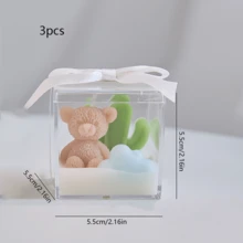 1 قطعة/3 قطع/5 قطع، شمعة على شكل دب صغير، شموع مغلفة بالأكريليك، شموع ديكور المنزل، زينة المنزل، شموع الزفاف، تذكارات حفلة الطفل، شموع معطرة على شكل دب وكاكتوس وبالونات، هدايا مثالية