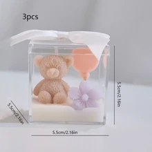 1 قطعة/3 قطع/5 قطع، شمعة على شكل دب صغير، شموع مغلفة بالأكريليك، شموع ديكور المنزل، زينة المنزل، شموع الزفاف، تذكارات حفلة الطفل، شموع معطرة على شكل دب وكاكتوس وبالونات، هدايا مثالية