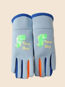 1双加厚羊毛恐龙图案保暖冬季必备儿童手套 - 彩色 - 查看 10