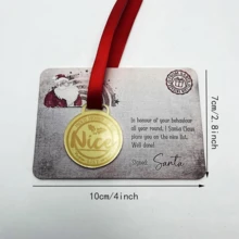 1 Pc Christmas Medals With Greeting Cards, Christmas Nice List Medal Greetings, Funny Badge Christmas Greeting Card, Personalized Honor From Santa Claus (A) Christmas Christmas Decorations Christmas Pajamas Christmas Gifts Christmas Decor