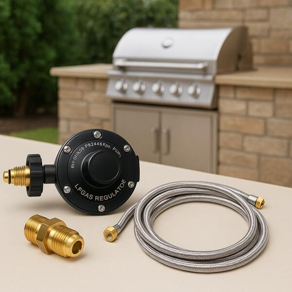 Kit Instalación Gas LP con Manguera de Acero Inoxidable de 2 Metros Regulador de Presión y Conectores de Latón Alta Resistencia Ideal Uso Doméstico y Comercial