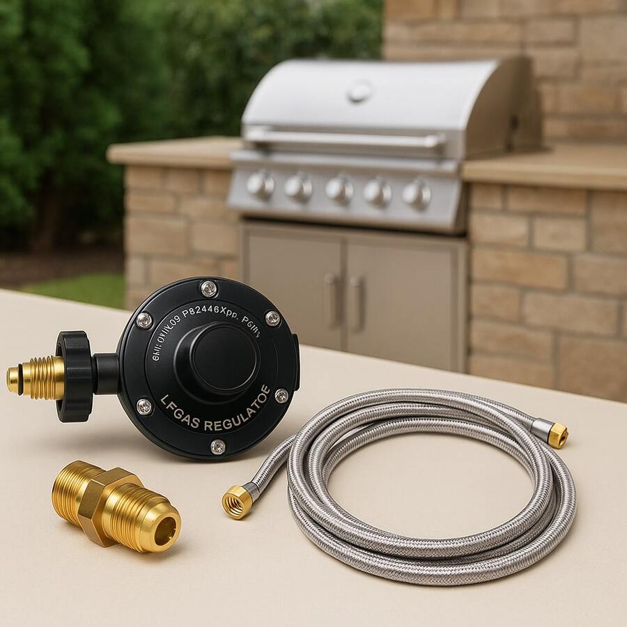 Kit Instalación Gas LP con Manguera de Acero Inoxidable de 2 Metros Regulador de Presión y Conectores de Latón Alta Resistencia Ideal Uso Doméstico y Comercial