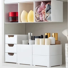 1/2 件白色三层塑料抽屉整理盒 - 设计小巧可爱，适用于文具、发夹、珠宝和化妆品 - 非常适合办公桌和家庭整理，多用途存储解决方案，简约桌面整理器，耐用塑料，办公桌整理器及配件，女士珠宝盒收纳整理器旅行必需品返校宿舍收纳秋季装饰