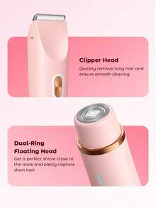 2-In-1 Electric Shaver, Wireless Bikini Trimmer For Women, Detachable Heads, Soft Touch, Wet & Dry Waterproof Design, USB Rechargeable, Portable, Suitable For Bikini Line, Underarms, Legs & Body Hair Removal, Travel Essential, Facial Hair Remover, Sensitive Area Razor - Multicolor - View 6