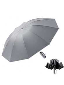 1pc Automatic Folding Umbrella With Buckle, Convenient To Carry. Larger, Thicker, Stronger. Suitable For Men & Women, Portable Windproof & Rainproof, Double-Layer Protection, Various Frame Designs, Snap Or Rotary Handle, Multiple Colors (Due To Different Batches, The Fabric, Frame Color, English Letter Pattern Design, Button Shape And Rib Color Are Randomly Matched. We Apologize For Any Inconvenience Caused) Summer Cooling,Beach,Travel