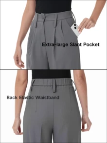 Women's Petite/Regular/Tall 3 Lengths Wrinkle-Free Flowy Office Dress Pants Slacks Breathable Workout Casual Wide Leg Stretchy High Waist Business Trousers - Màu Xám nhạt - Xem 5
