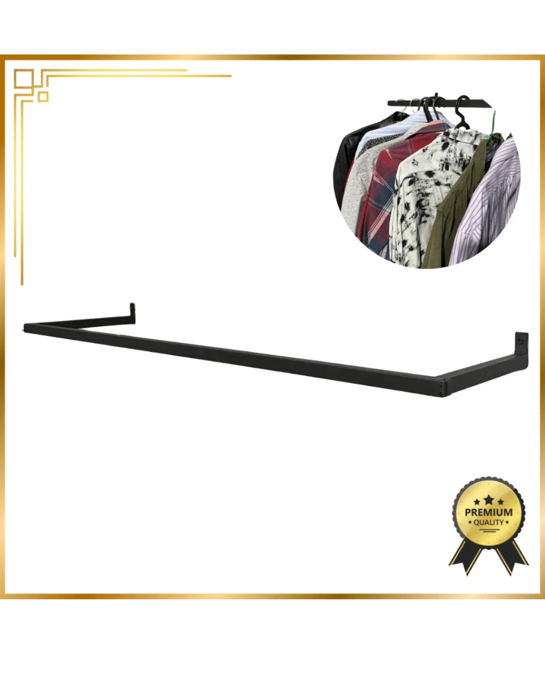 Arara de Parede 60cm Cabideiro Organizador de Roupas Loja Closet Quarto Cabide