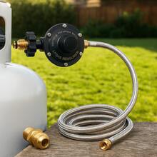 Kit Instalación Gas LP con Manguera de Acero Inoxidable de 2 Metros Regulador de Presión y Conectores de Latón Alta Resistencia Ideal Uso Doméstico y Comercial