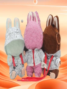 17cm 1st & 2nd Gen Macaron Doll Print Cartoon Hoodie & Overalls - Multicolor - View 2