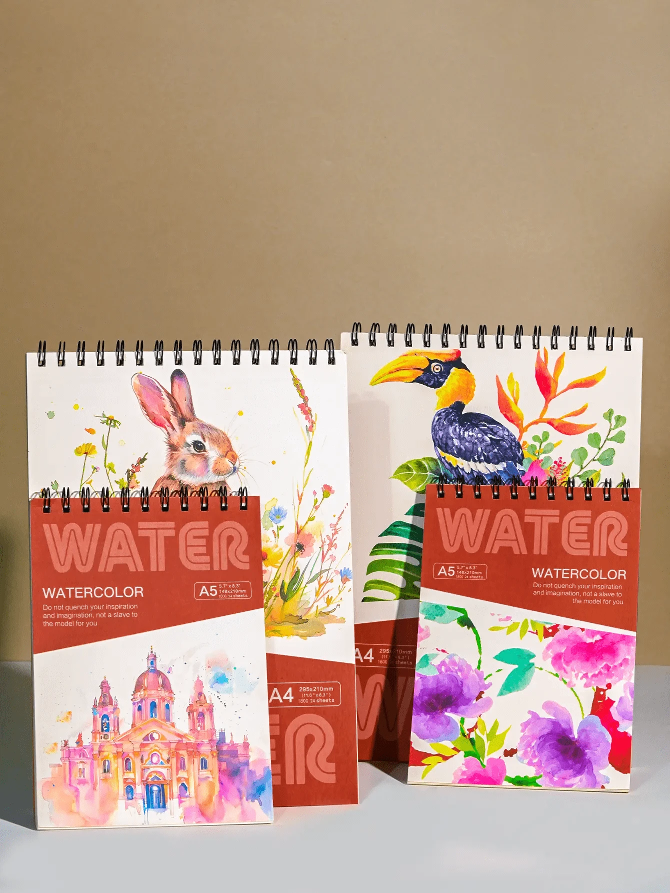 1 كتاب ألوان مائية سميك مربوط بحلقة علوية مقاس 11.6x8.27 بوصة/8.3x5.7 بوصة، 24 ورقة لكل كتاب (88 رطل/180 جم) مقاس A4/A5 ، كتب ألوان مائية سميكة خاصة بالطلاب المبتدئين، كتب رسم بالألوان المائية للرسم اليدوي، كتب رسم للطلاب، ورق رسم وكتابة فني، لوازم مدرسية، عودة إلى المدرسة