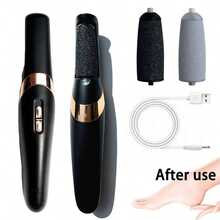 1Pc Electric Foot File, USB Rechargeable Feet Callus Remover With 2 Speed Of Replacement Rollers & LED Lights, Professional Hard Skin Remover Foot Care Tools For Cracked Heels Calluses & Dead Skin, Suitable For Both Men And Women To Remove Dry Skin And Dead Skin On Feet