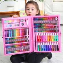 1 Set 42/208 Pcs Colored Pencils Set, Children Painting Brush Gift Box, Washable Crayons, Perfect Gift For Budding Artists, Painting Brush Drawing Supplies, Multi-Color For Various Scenes To Unleash Children's Painting Talent