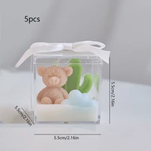 1 قطعة/3 قطع/5 قطع، شمعة على شكل دب صغير، شموع مغلفة بالأكريليك، شموع ديكور المنزل، زينة المنزل، شموع الزفاف، تذكارات حفلة الطفل، شموع معطرة على شكل دب وكاكتوس وبالونات، هدايا مثالية