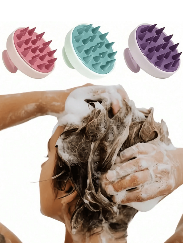 1pc Scalp Massager Shampoo Brush: Ultra-Soft Flexible Silicone Bristles For Gentle Exfoliation & Improved Blood Circulation. Effectively Removes Loose Dandruff Flakes, Product Buildup & Strengthens Hair Roots. Perfect For Shower Use, Daily Scalp Care & Relaxation. Ideal For Men & Women With Dandruff, Dry Scalp Or Thinning Hair.