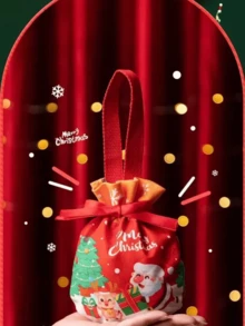 5 piezas Bolsa de embalaje para decoración navideña, Bolsa de regalo de Papá Noel, Bolsa de regalo de muñeco de nieve de Navidad para llevar en la mano, Bolsa de regalo de manzana de Nochebuena, Bolsa de embalaje de fruta navideña, Bolsa de regalo de caramelos, Bolsa decorativa de recuerdo Navidad, Decoraciones navideñas, Pijamas navideños, Regalos de Navidad, Decoración navideña