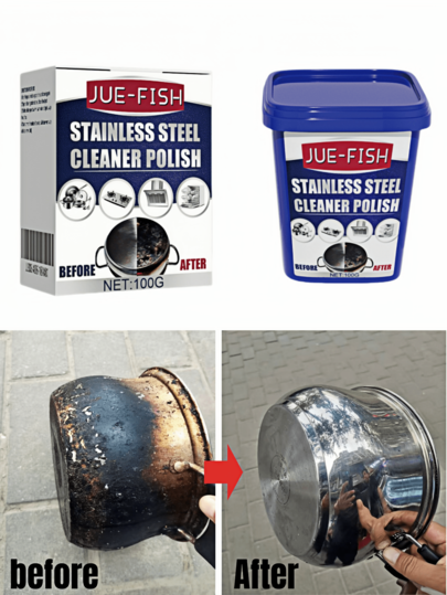 Edelstahl Reinigungspaste, Fett-Reinigungspaste, Küchen-Entgiftungspaste für Töpfe, Rostflecken, Kochfelder, Mehrzweck-Küchen-Reinigungspulver, entfernt hartnäckige Flecken und Fett, Haushaltsreinigung, Küchenreinigung, Party-Reinigung