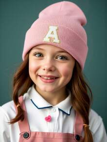 1顶A-Z 26字母印花针织帽，柔软保暖，适合秋冬季节，适合婴幼儿和少女日常佩戴，也可作为生日礼物。 - 粉色 - 查看 2