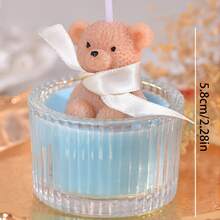 1 قطعة، شمعة دب تيدي، شمعة عطرية في كوب زجاجي بشكل دب تيدي، شمعة عيد ميلاد، شمعة ديكور منزلي، زينة منزلية، شمعة زفاف، هدية تذكارية، هدية عيد ميلاد